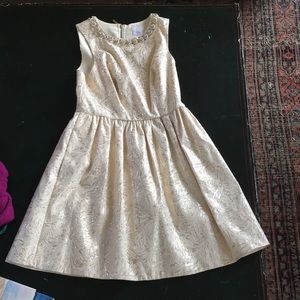 Cream and gold dress with jeweled collar